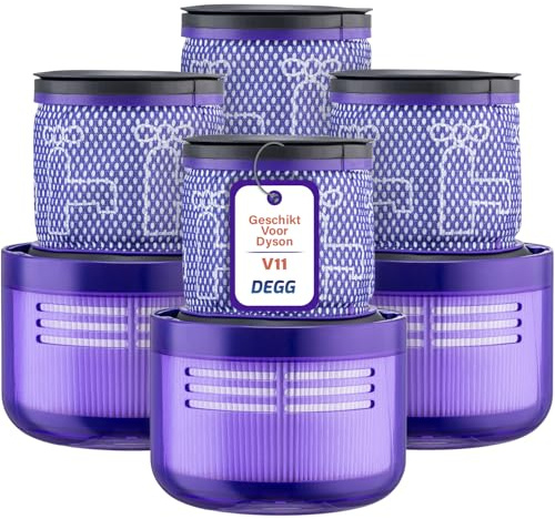 DEGG Hepa-filter – kompatibel med Dyson V11 och V15 – tvättbart dammsugarfilter – ersättningsfilter – perfekt passform – dammsugartillbehör – premiumkvalitet – 4 st
