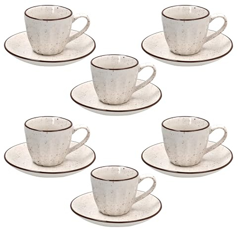 Tognana, Confezione 6 Tazze Caffè Con piatto Cc 70, New Bone China, Beige