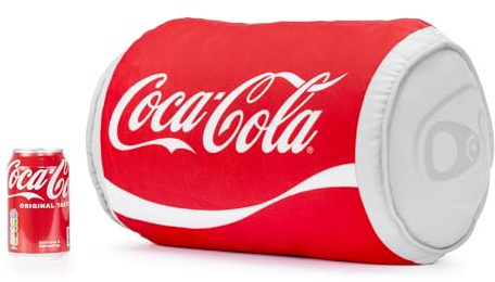 Official Coca-Cola Plush Can Cushion – Soft Novelty Coke Throw Pillow for Sofa & Bedroom, Polyester, Red, 40 x 24 cm