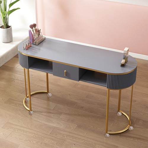 Estación de Mesa de manicura Tecnología de uñas Moderna con cajones y estantes SPA Profesional para salón de Belleza Ruedas con Cerradura y Tapa de Vidrio Trabajo de Escritorio de Clavos de