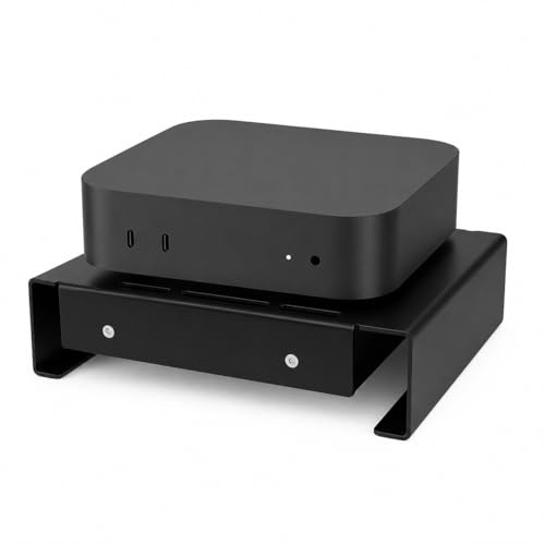 Soporte de aluminio con ventilador de refrigeración, compatible con Mac mini y Apple TV 4K/HD, organizador de escritorio para router, interruptor, caja de TV, mini PC, diseño de disipación de calor