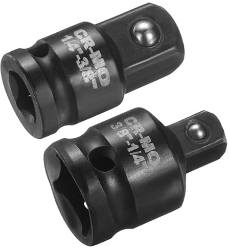 sourcing map 2pcs Impact Socket Adapter Reducer Increaser Set 3/8 to 1/4 1/4 to 3/8 Square Drive Standard SAE CR-MO Steel Converter for Impact Driver Ratchet Wrench