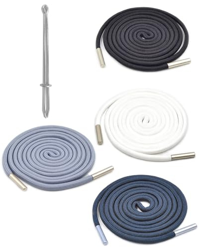 HUVZOR 4 Piezas Cordón para Pantalones de Jogging, Cordones de Repuesto con Extremos de Metal, Incluye Enhebrador, para Ropa Deportiva y Casual, 140 cm, 4 Colores