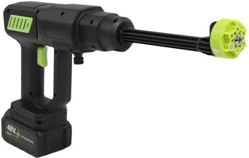 MasYosh Idropulitrice Senza Fili, Idropulitrice Ad Alta Pressione Alimentata a Batteria 48V con Ugello e Filtro 6 in 1, per la Pulizia Esterna della Casa Lavaggio Auto Impianti di (Spina europea)