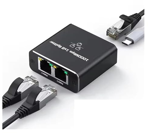 Ouyniei Switch Ethernet Gigabit Splitter Rj45 Adattatore di estensione LAN Gigabit Connettore di rete 1000Mbps for PC Laptop TV Box Router (1 to 2)