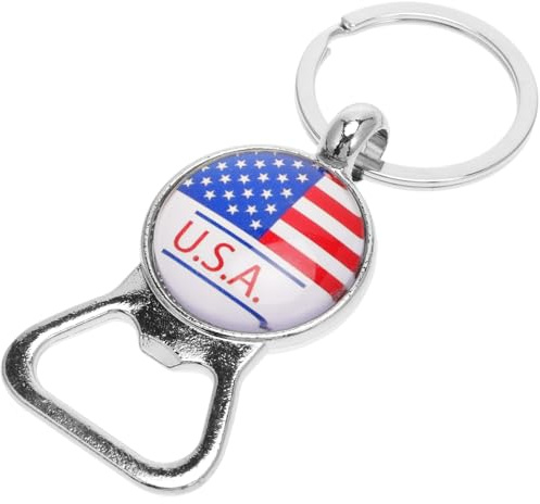 POPETPOP Porte-clés Ouvre-bouteille pour Fête de L'indépendance Américaine, Pendentif Décoratif Rotatif, Accessoire Créatif Solide, Anneau Porte-clés Unique, pour Organiser Clés