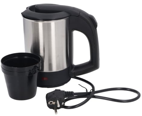 Akozon Bollitore Elettrico Compatto da 0,5 L Bollitore in Acciaio da 1000 W in Meno con Spegnimento Automatico e Protezione Contro L'ebollizione a Secco, Include 2 Tazze per un'efficiente