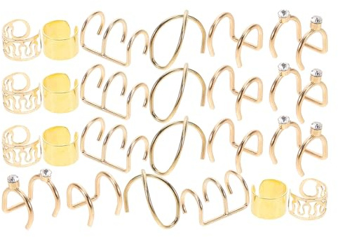 OUNONA Accesorios para Trenzar el Cabello y Pinzas para Orejas en Aleación de Zinc, Joyas para Mujeres en Festivales y Reuniones, 1 Juego Metálico Dorado sin Necesidad de Perforar