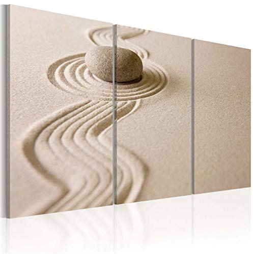 decomonkey Bilder Spa Stein 120x80 cm 3 Teilig Wandbild Groß Leinwandbild XXL Deko Wohnzimmer Schlafzimmer Büro Wanddeko Leinwand Pictures For Wall Poster Wall Painting Feng Shui Sand
