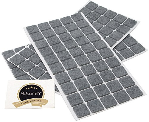Adsamm® / 150 x feltrini autoadesivi/Grigio / 20x20 mm/Quadrato/piedini per mobili in feltro da 3.5 mm di spessore/pad protettivi per arredi