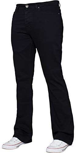 Enzo Mäns bootcut vida ben jeans stretch klocka utsvängd denim byxor alla midjestorlekar, Svart, 32W x 32L
