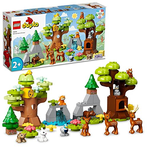 LEGO 10979 DUPLO Animaux Sauvages d'Europe, Jouet d'Éveil des 2 Ans, Figurines de Daims, Ours, Renard et Écureuils
