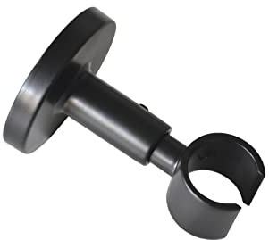 GARDINIA Support Plafond pour Barre à Rideaux, avec Plaque de Montage en Métal, pour 1 Tringle, Ouvert, Pièces de Montage incluses, Série Chicago, Ø 20 mm, Noir Mat