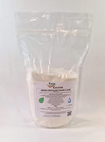 Abono foliar hidrosoluble NPK 7-12-40 con microelementos. Envase de 5 kilos. Válido para fertirrigacion.
