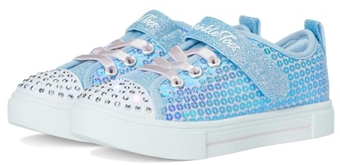 Skechers Zapatillas Deportivas para niñas con Lentejuelas Brillantes para Fiestas, Azul Claro/Multicolor, 12.5 Little Kid