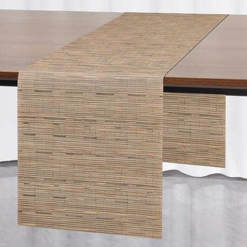 Myir JUN Tischläufer Braun Tischläufer Modern PVC abwaschbar Outdoor | Hitzebeständig für Häuser Esszimmer Restaurants Hotels Party Tischdeko Dekoration 30 x 183 cm (Braun)
