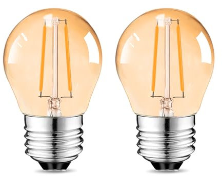 Suncan lampadine a led E27, lampadina E27 bianco caldo con mini globo da 2W in sostituzione di 15W a incandescenza 2700 Kelvin, lampada E27 per illuminazione a led, non dimmerabile, ambra,2pcs