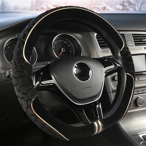 Schön D-Form Lenkradbezug Winter Plüsch Für Golf 7 Autozubehör (Color : Black)