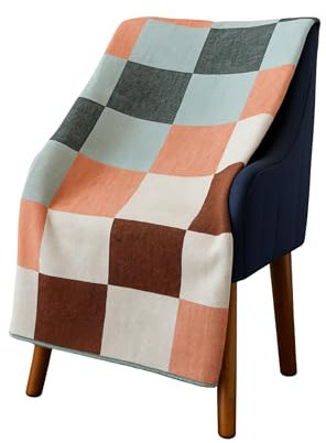 Tommy Lion Manta de lana de alpaca, 152 x 203 cm, hecha a mano, hipoalergénica, sostenible, para todo el año, colección bohemia (multicolor, 152 x 203 cm)