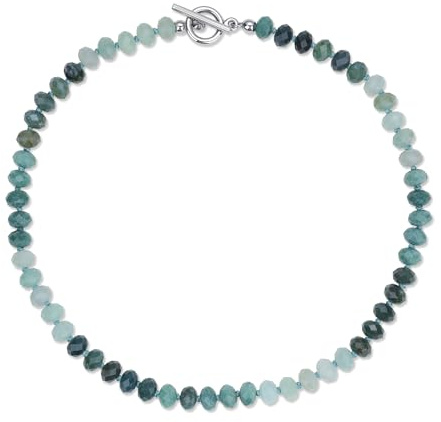 COAI Collar de Mujer de Piedras Naturales Verdes Aventurina Jade y Ágata con Cierre OT, Collar de Cuentas de Piedras Semipreciosas de Colores Anudadas a Mano