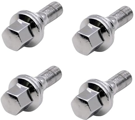 LAKUYRD Steel Wheel Bolts Compatible With Peugeot 1007 206 207 307 308 406 407 607 4PCS Car Wheel Bolts Flat Seat Washer 540567 940684 9644576680 Wheel Hub Nuts M12x1.25