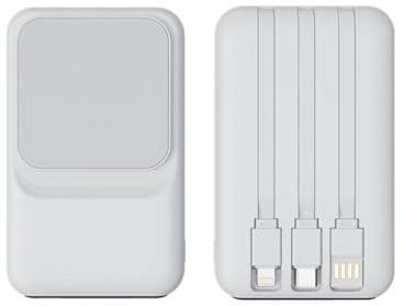 Batterie ExterneBanqued’Alimentation 1pcs Aspiration magnétique sans Fil 22.5w câble Autonome Charge Super Rapide avec entrées d’Affichage LED Charge Rapide (10000mah) (Blanc)