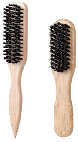 2 cepillos de pelo de jabalí, con mango de bambú para mujeres, hombres y niños, cuidado suave para cabello fino y fino, mejora la textura del cabello