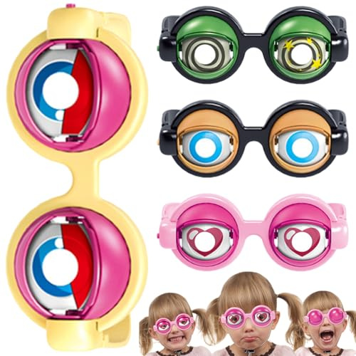 CAKEEYUM 4 st Crazy Eyes-glasögon, blinkande ögongloben roliga glasögon för barn, nya skämtgåvor för roliga tillfällen galna ögon, roliga, googly öga, nyhet, glas