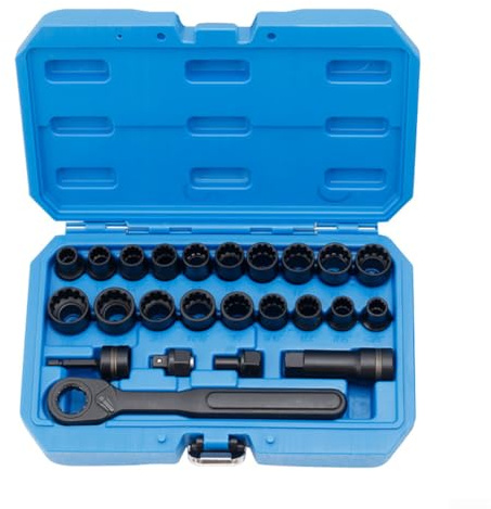 Set 24 pezzi di chiavi a cricchetto con sistema metrico 10-19mm e standard 3/8-7/8 pollici per uso automobilistico e industriale di riparazione