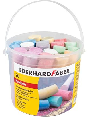 Eberhard Faber 526512 - Straßenkreide 20er Eimer, 6 leuchtenden Farben Straßenmalkreide