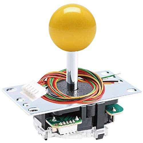 Sanwa JLF-TP-8YT Palanca de mando con mango superior de bola amarilla, parte 4 y 8 posiciones ajustables, pieza de reparación de palos de combate Hori, compatible con palancas de torneo Mad Catz SF4