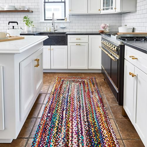 nuLOOM 3' x 8' Bohemian Hand Braided Area Rug, Vibrant Colors, Hand Crafted in India, Medium Pile, Tammara Multi