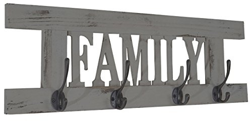 Mendler Wandgarderobe HWC-C60 Family, Shabby-Look, 60x21cm - grau, shabby