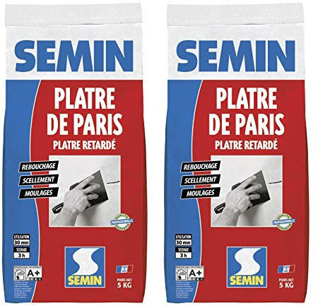 Semin Plâtre de Paris - Moulages, Scellements et Rebouchage - Intérieur - Poudre - Sac de 5 kg (Lot de 2)