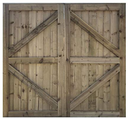 Pressure Treated Feather Edge Double Driveway Wooden Garden Gates (1.8m High X 2.4m Wide)