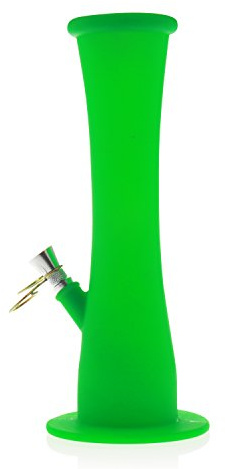 Acrylic Water Bong with Smoking Bong Percolator, 14.5mm Silicone Water Pipe Bong Bowl 23cm Water Bong with Soft Safe Foldable Hookahs Bongs by (Green Bong-1)