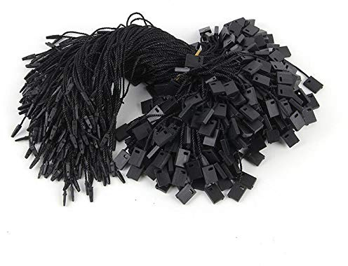 200 Stück Kleidung Anhänger Schnur Kleidung Tag Seil Nylon Schwarz Schnur mit Push Locker String Snap Lock Sicherheit Tags Preisschilder Verschlüsse