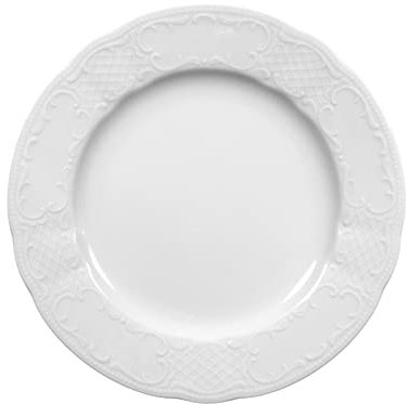 Seltmann 001.600942 Salzburg - Platos de porcelana (6 unidades, 30,5 cm de diámetro, 2,8 cm de altura), diseño redondo con relieve, color blanco