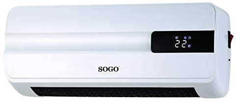Sogo Calefactor Baño Pared Bajo Consumo PTC Split Programable - Calefactor de Pared 2 modos de Potencia y Ventilador - Calefactor con Mando a Distancia 2000W - Calefactor de Baño, Cocina, Comedor