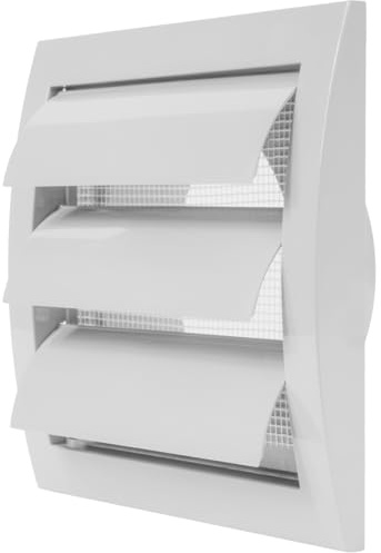 Ø100mm 153x148 mm Dunstabzugshaube mit eingebautem Schädlingsschutz, Lüftungsschlitzabdeckung, HVAC-Abluftkanalabdeckung, Auspuffkappe (Ø100 mm, Weiß)