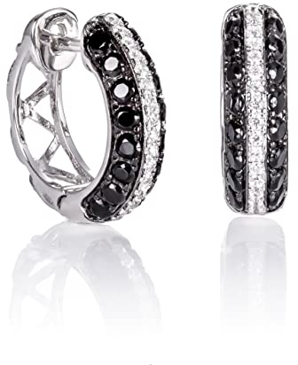 Namana Silber Creolen für Damen. 925 Sterling Silber Creolen für Frauen mit Zirkonia Edelsteinen. Huggie Ohrringe in Sterlingsilber mit Geschenkbox