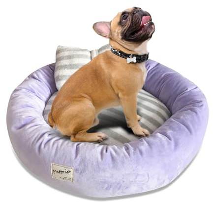 PETCUTE Hundebett Katzenbett Waschbar Hundesofa Rund Kissen Bett Wildlederimitat Haustierbett für Grosse Mittlere kleine Hunde Katzen(S-45 * 14 cm Lila)