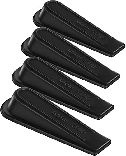 Urbanstrive Strapazierfähiger Türstopper, Keil, Gummi, stabiler und stapelbarer Türstopper, Design mit unterschiedlichen Oberflächen, passend für bis zu 3,1 cm Abstand, 4 Stück, Schwarz