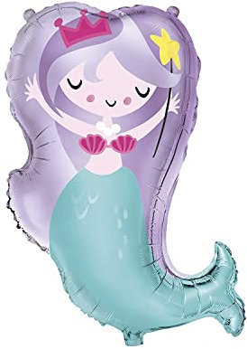 Stunning Mermaid Giant Foil Balloon (73cm) - Multicolor & Dazzling Decoration - Perfect for Under-the-Sea Themed Parties & Events - 1 Pc