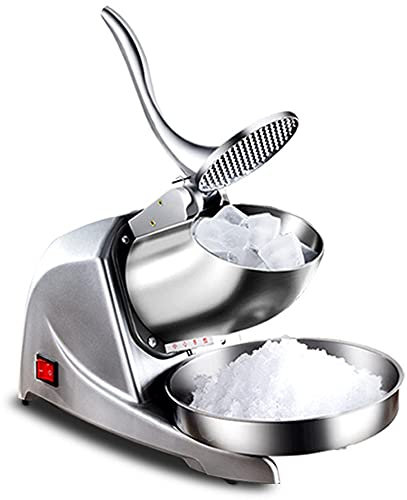 LJHSS Picadora de Hielo, 380 W Eléctrica Trituradora de Hielos Máquina de Afeitar Hielo Hoja Doble,95 kg/Hora Máquina de Cono de Nieve para Uso Doméstico y Comercial (Color : Silver)