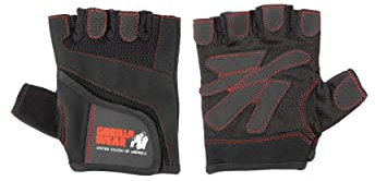 Gorilla Wear - Women's Fitness Gloves - Schwarz/Rot - Bodybuilding Krafttraining Gym Training Gewichtheben Unterstützung Stabilisierung mit Logos für Sport aus Baumwolle Nylon Polyester, M