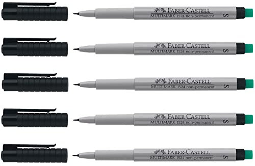 FABER-CASTELL 205010 - Marker Multimark 152499 S, non-permanent, schwarz, 5 Stück