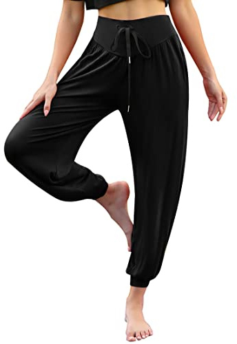 Terecey Pantalon Sarouel Femme Été en Modal Pantalon Yoga Femme Ample Pantalons de Sport Taille Haute Confortable et Léger pour Jogging Loisirs