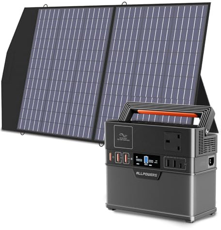 ALLPOWERS Portable Power Station 300W / 288Wh Solar Generator Camping Generator with 1x100W Foldable Solar Panel Included for Outdoors Camping Travel Fishing Emergency Power Supply Backup