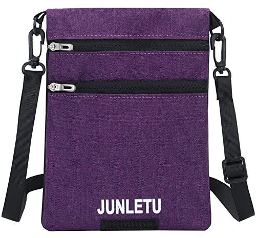AYGCI Brustbeutel Herren Damen, Klein Brusttasche Nacken Geldbörse Multifunktional wasserdichte Umhängegeldbeutel Reisegeldbeutel Neck Pouch Halstasche für Reisedokument Handy Reisepass Tasche Lila